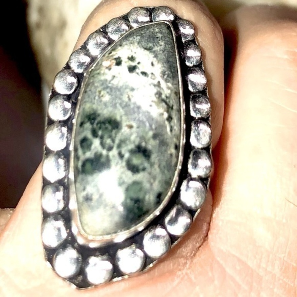 925 stamped Star Galaxy Jasper Ring Size 8.5